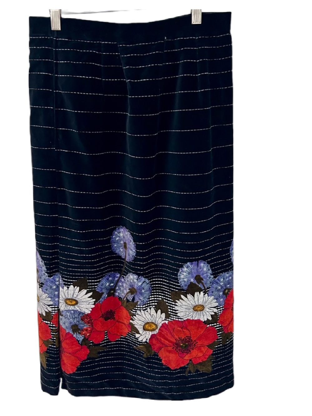Vintage Coranit Couture West Germany Velvet Floral Midi Skirt 30 Waist
